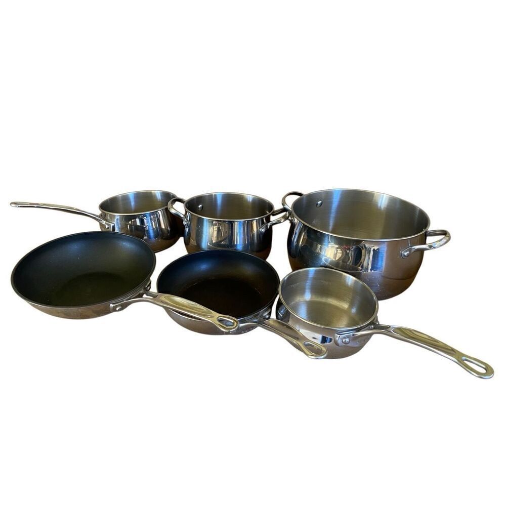 Vintage Cooks by JCPenny Stainless Steel Pots Saucepans Frying lot of 6
